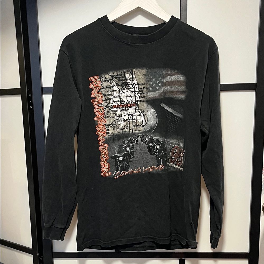 Harley-Davidson 95th Anniversary Bloomington, IL Black Graphic Long Sleeve M